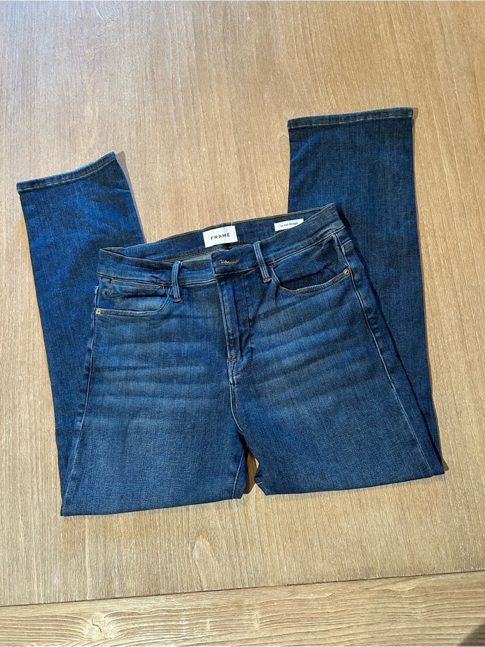 FRAME Le High Straight High Rise Jeans Medium Wash Blue Size 30